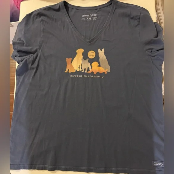 Life Is Good Women's T-Shirt XXL Dog Theme, Barely Worn! - Picture 2 of 3